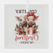 Country Christmas Piggies Glas Ornament (Achterkant)