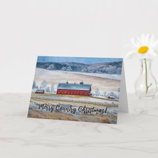 Country Christmas Red Barne neige Carte de vacance (Petite plante)