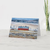 Country Christmas Red Barne neige Carte de vacance (Devant)