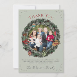 Country Christmas Wreath Bedankt Card Feestdagenkaart