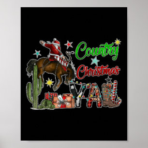 Country Christmas Y'all Cowboylaarzen Vrolijk kers Poster