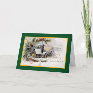 Country Church - Une carte de Noël Vintage