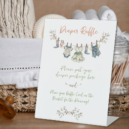 Country Clothesline Baby shower Luier Raffle Reclamebord Met Voetstuk