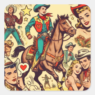 Country Comics illustratie Vierkante Sticker