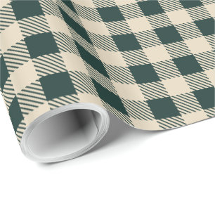 Country Cottage Plaid Groen Cadeaupapier