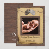 Country Cowboy Casquettes Photo Baby Faire-part (Devant / Derrière)