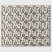 Country Cowboy Howdy Kerstmis Cadeaupapier (Vlak)