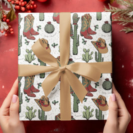 Country Cowboy Howdy Kerstmis Cadeaupapier