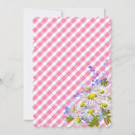 Country Daisies Gingham Check Girl Baby shower Kaart (Achterkant)