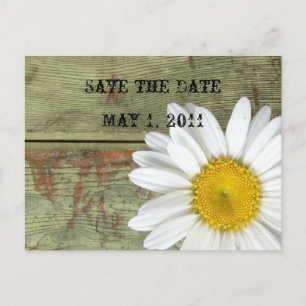 Country Daisy en Barn Wood slaan de datum op Aankondigingskaart