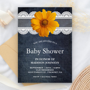 Country Denim Kant Bloem Baby Shower Kaart