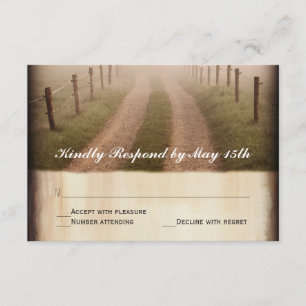 Country Dirt Road Rustic Fence Post Mariage RSVP