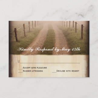 Country Dirt Road Rustic Fence Post Mariage RSVP