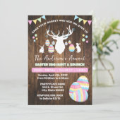 Country Easter Egg Hunt & Brunch Deer Bunnies Kaart (Staand voorkant)