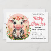 Country Enchanted Pastel Koe Baby shower Kaart (Voorkant)