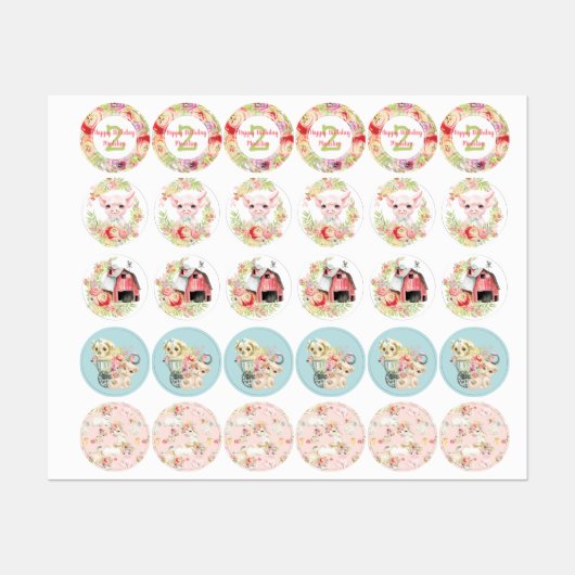 Country Farm Animaux Candy Kisses Étiquette (Feuille)