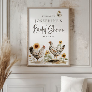 Country Farm Kippe Bruiloftsborrel Welkomstbord Poster
