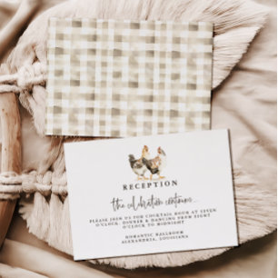 Country Farm Kippe Huwelijksreceptiekaarten RSVP Kaartje