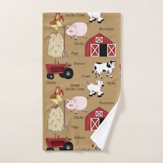 Country Farm motif maison déco serviette ensemble (Serviette à main)