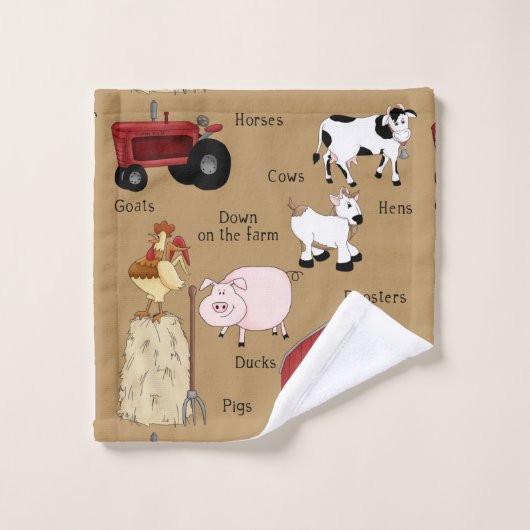 Country Farm motif maison déco serviette ensemble (Gant de toilette)