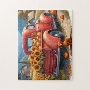 Country Farm Truck Sunflower et Puzzle Citrouille