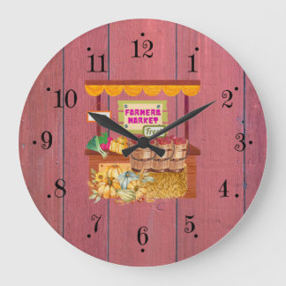 Country Farmers Market Red Barn Wood Wall Clock Grote Klok