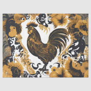 Country Farmhouse Goud en Zwarte Haan Tissuepapier