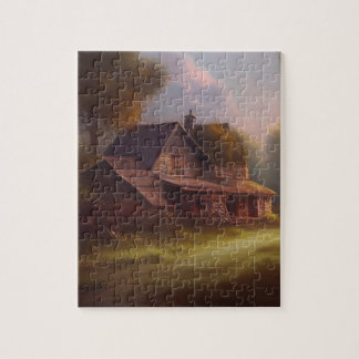Country Farmhouse Landscape Oil Painting Puzzle  Legpuzzel