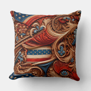 Country Faux Lederen Patriottisch Kussen