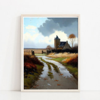 Country Field Wall Art, Country Landscape Painting Poster