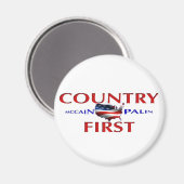 Country First John McCain Palin Magnet pour voitur (Recto/Verso)