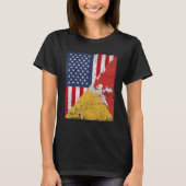 Country Flag Design Half USA Half Bhutan T-shirt (Voorkant)