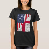 Country Flag Design Half USA Half England T-shirt (Voorkant)