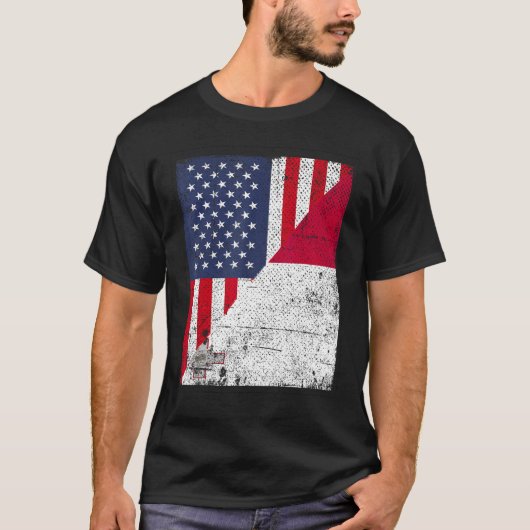 Country Flag Design Half USA Half Malta T-shirt (Voorkant)