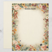Country Flowers Border Stationery Paper Briefhoofd (Voorkant / Achterkant)