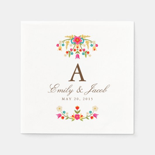 Country Flowers Wedding Servetten (Voorkant)