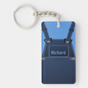 Country Folk Blue Overalls Custom Sleutelhanger