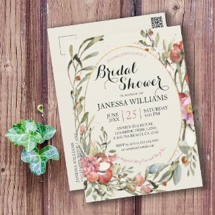 Country Garden Floral Bridal Shower Invitation  Briefkaart