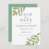 Country Garden Groene Save the Date Briefkaart (Voorkant / Achterkant)