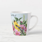 Country Garden met vogels en geschriften Latte Mok (Rechts)