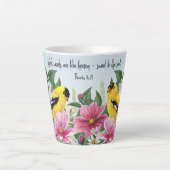 Country Garden met vogels en geschriften Latte Mok (Voorkant)