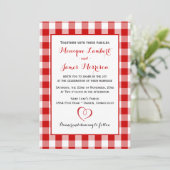 Country Gingham Rood & Wit Cheques Wedding Plaid Kaart (Staand voorkant)