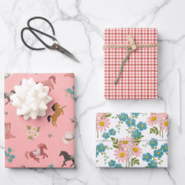 Country Girl - Paarden en margrieten Inpakpapier Vel