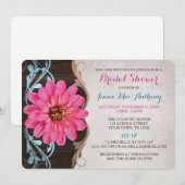 Country Girl rose Zinnia Invitations de douche nup (Devant / Derrière)