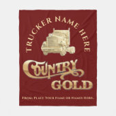 Country Gold Personalized Trucker Gift Fleece Deken (Voorkant)