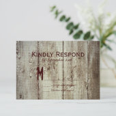 Country Grange Bois Typographie Mariage Cartes RSV (Debout devant)