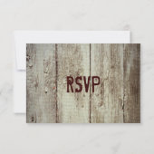 Country Grange Bois Typographie Mariage Cartes RSV (Dos)