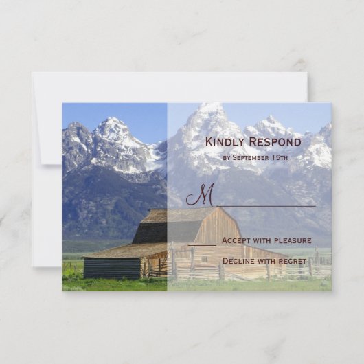 Country Grange Rocky Mountain Wedding Cartes RSVP (Devant)