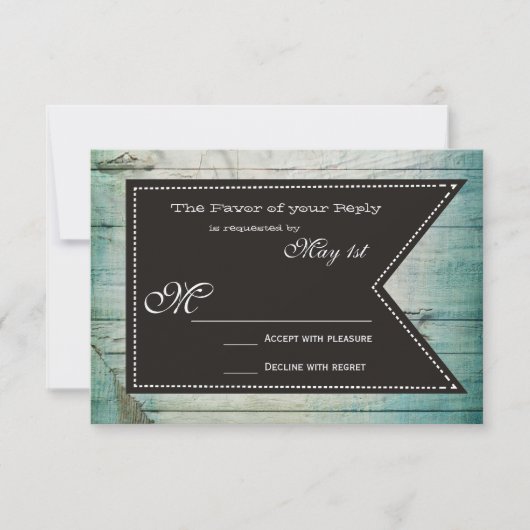 Country Grange Wood Rustic Wedding Cartes RSVP (Devant)