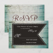 Country Grange Wood Rustic Wedding Cartes RSVP (Devant / Derrière)